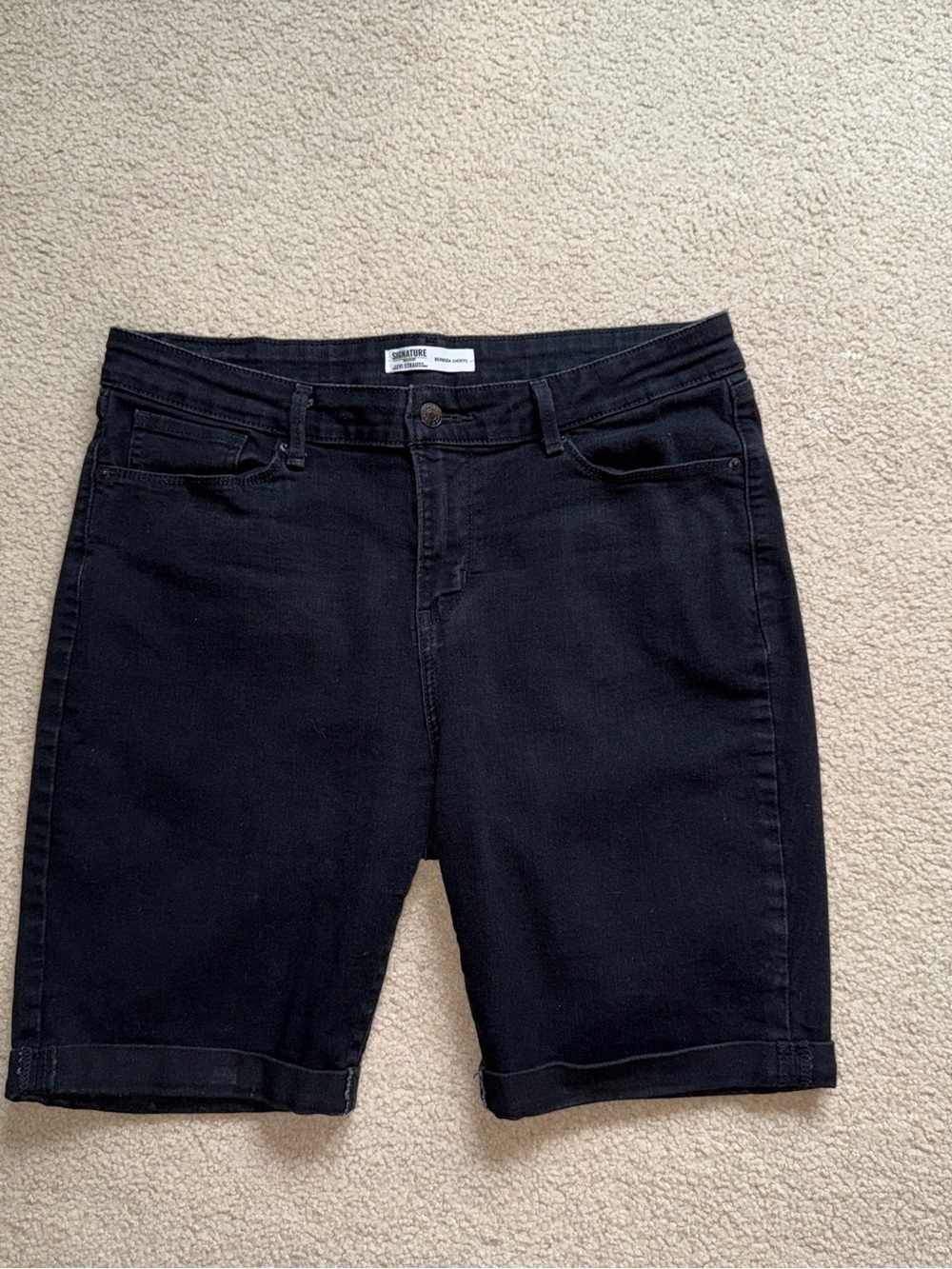 Signature by Levi Strauss Black Denim Shorts with Classic Five-Pocket Style